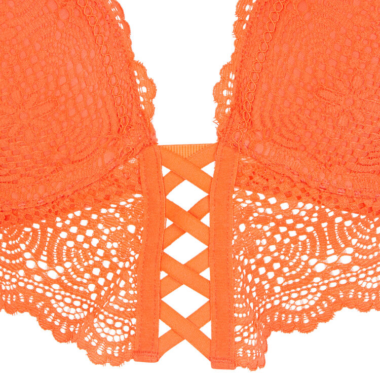 Mahaliz orange push-up bustier bra orange.