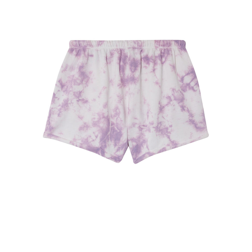 Tie-dye-effect shorts with drawstring detail - lilac purple.