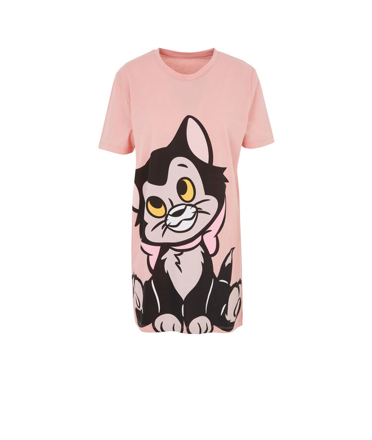 Figariz figaro print pinocchio licensed short sleeve long t-shirt pink.