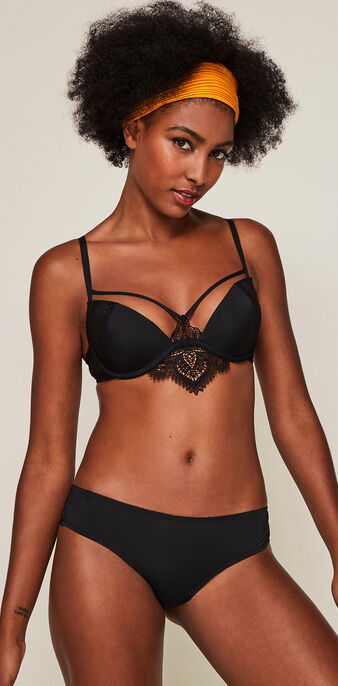 Tattoogirliz micro tattoo effect push-up bra black.