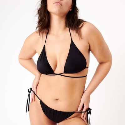 solid-colour string bikini bottom - black;