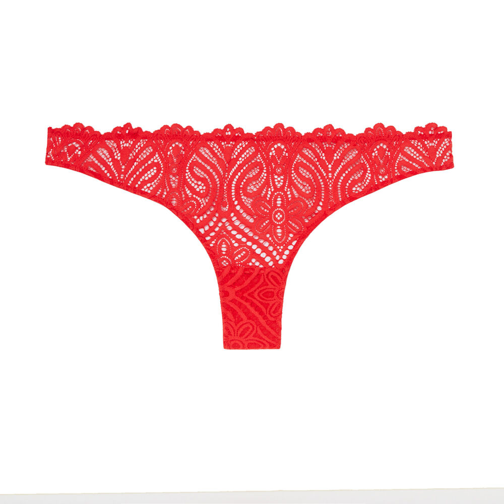 Tie detail tanga brief - dark red red.