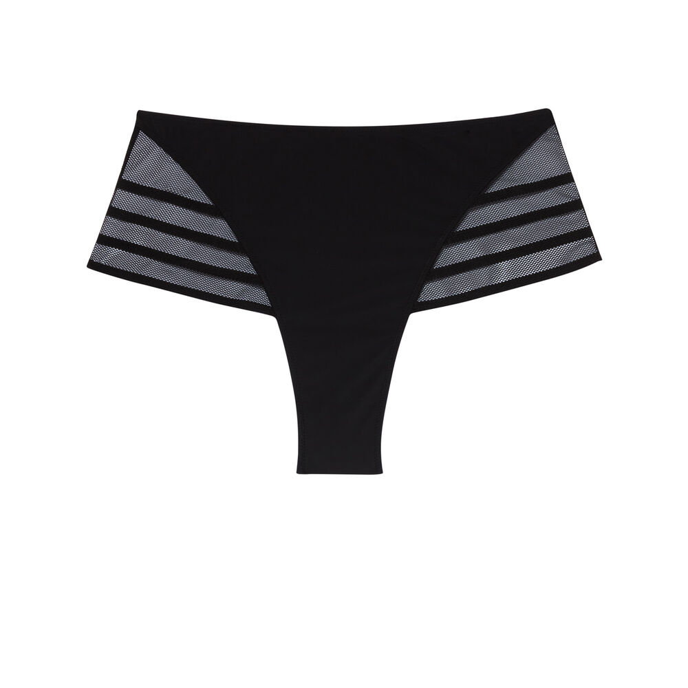 High-waisted lace detail briefs - black black.
