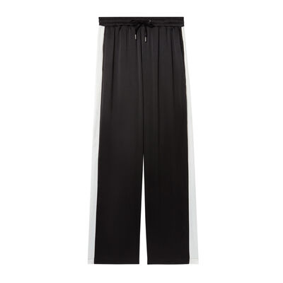 satynowe spodnie dresowe — kolor czarny;