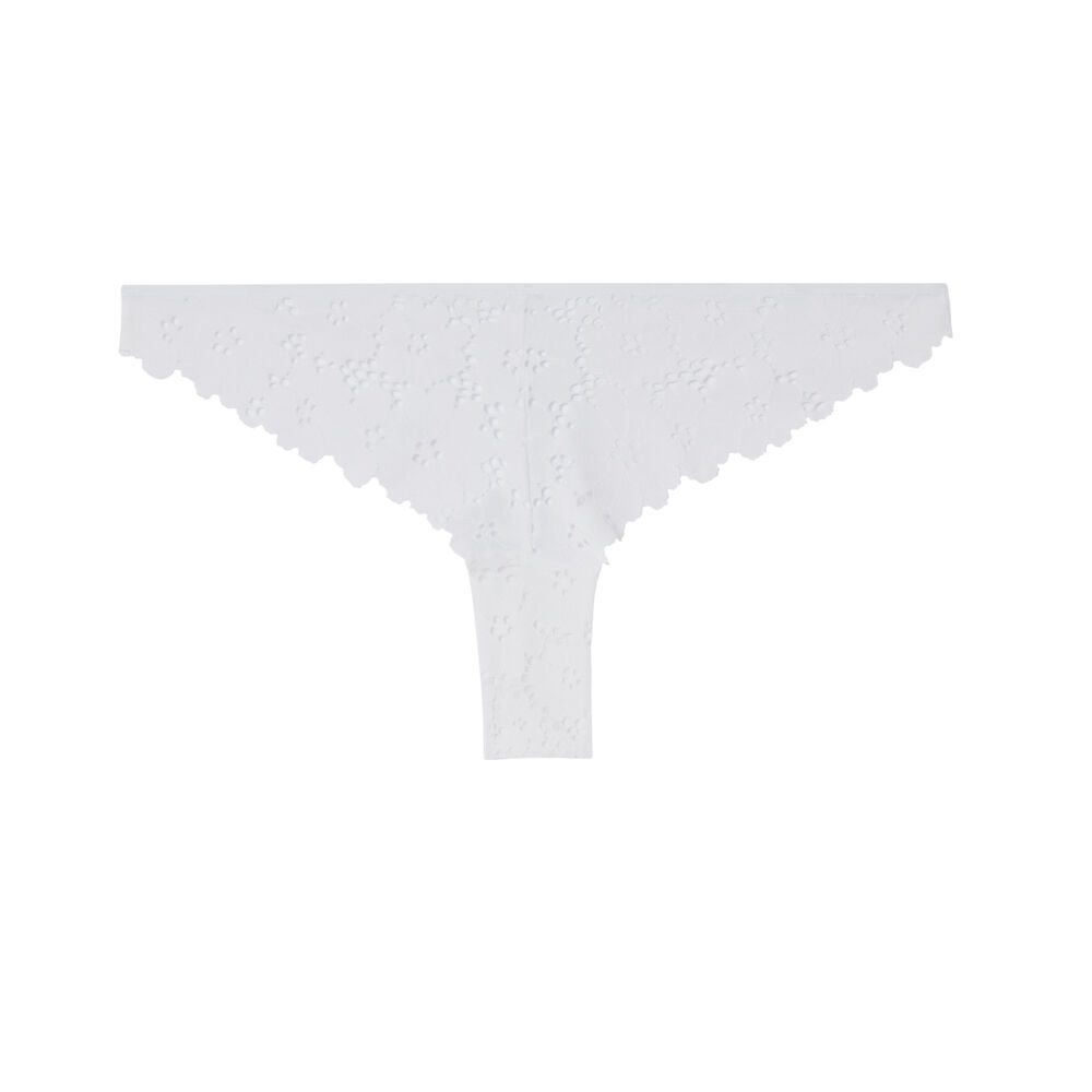 100% lace openwork thong - white white.