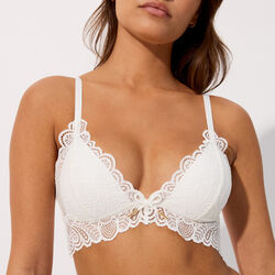 non-wired lace push-up triangle bra with bow