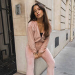 Velvet cropped jacket with an elasticated waist - nude pink