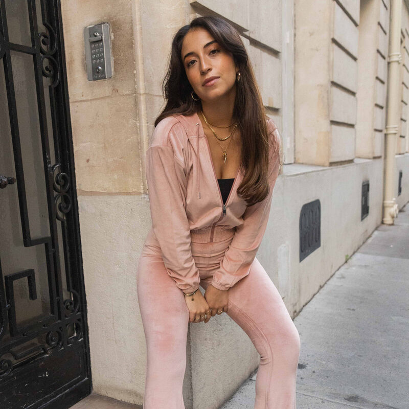 Velvet cropped jacket with an elasticated waist - nude pink Velvet cropped jacket with an elasticated waist - nude pink;