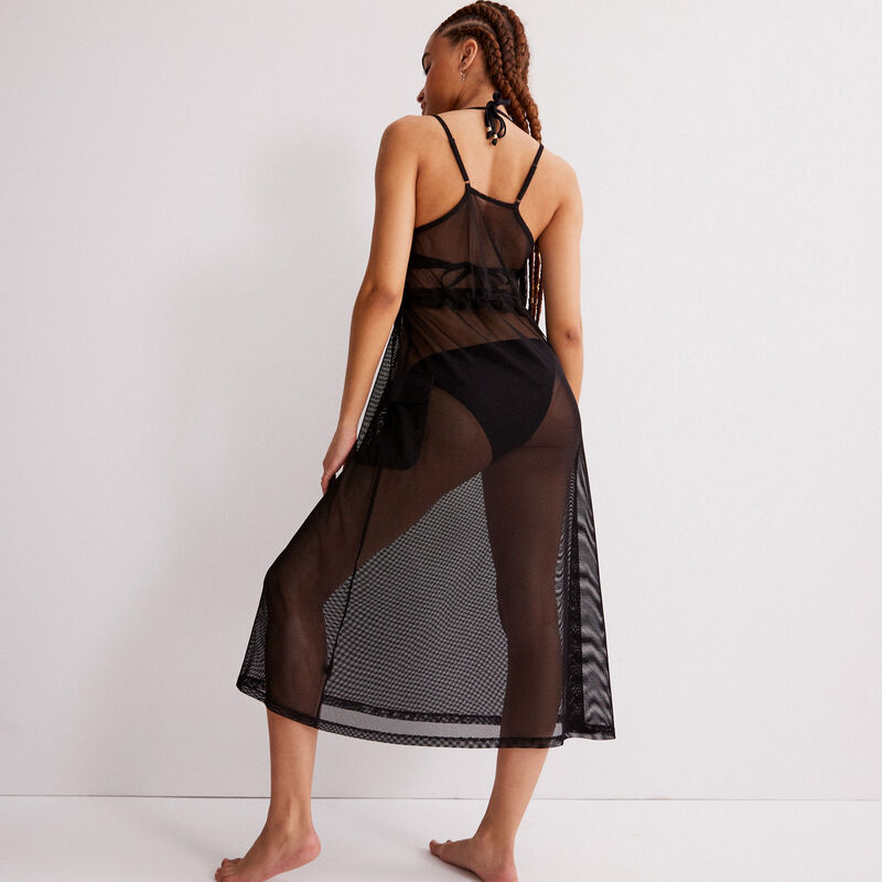 sheer tulle dress with elastic detail - black sheer tulle dress with elastic detail - black;