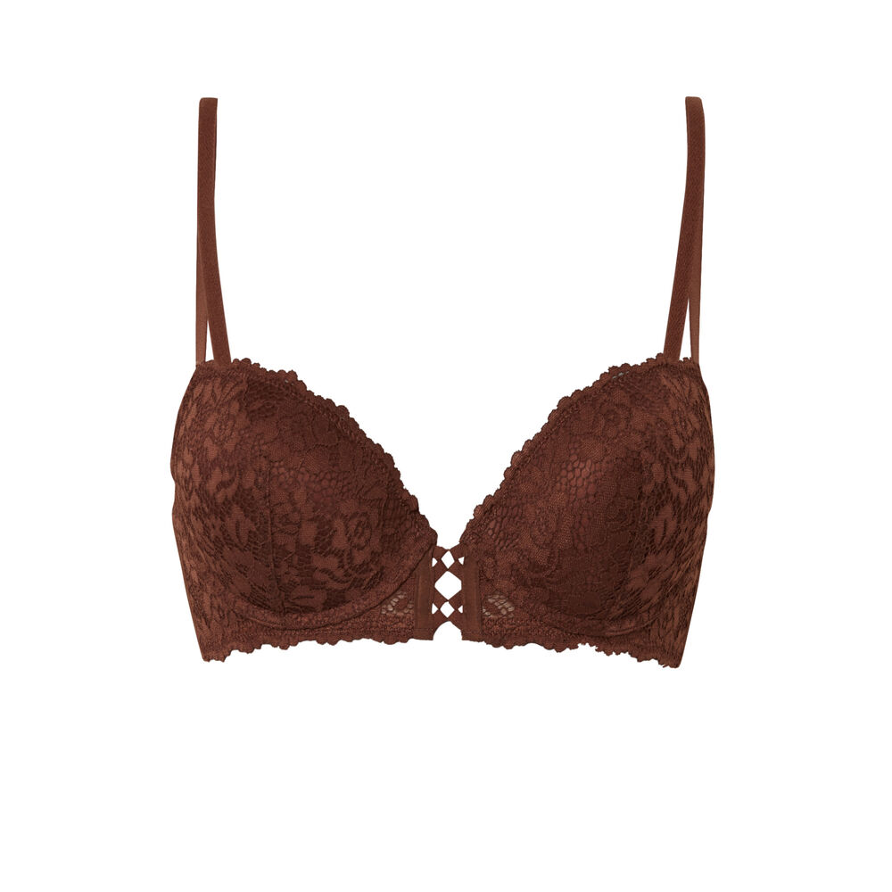 Lace padded bra - chocolate brown.
