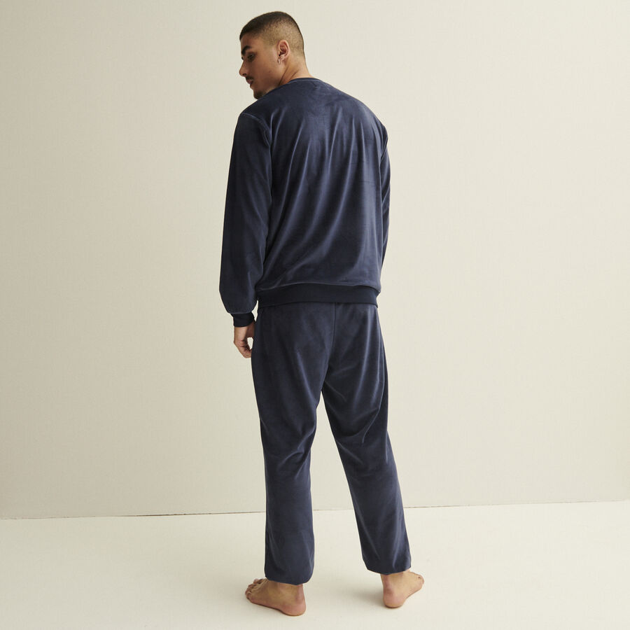 velour-effect trousers with elasticated waist - navy;