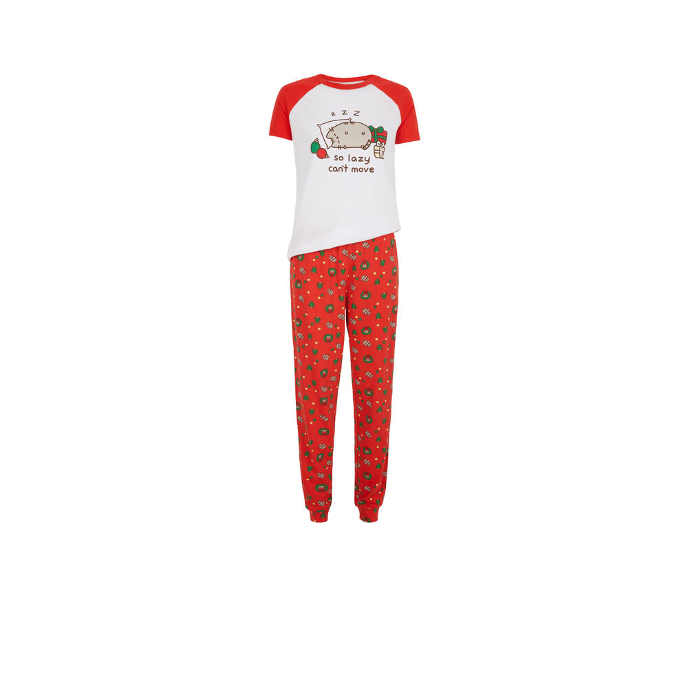 Set Pyjama Top Pantalon Imprime Pusheen Pusheenaniz Blanc Undiz
