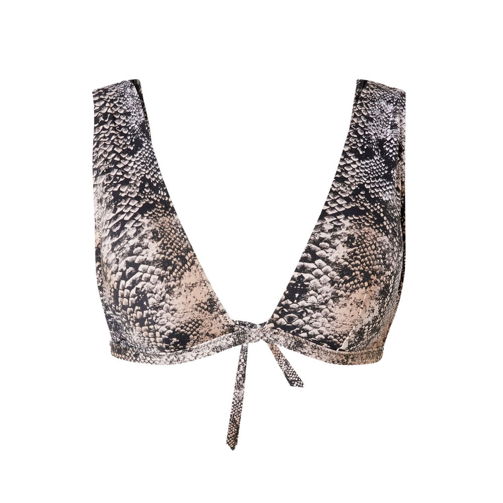 Python print bralette bikini top - black black.