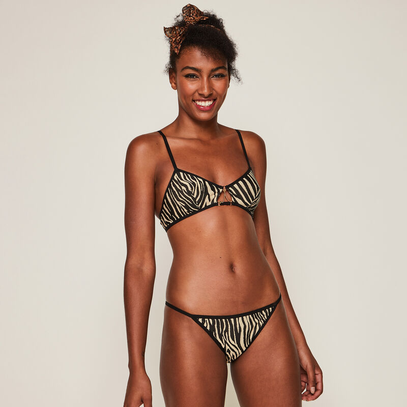 Goldenglamiz non-underwired zebra print bra with chain detail Goldenglamiz non-underwired zebra print bra with chain detail;