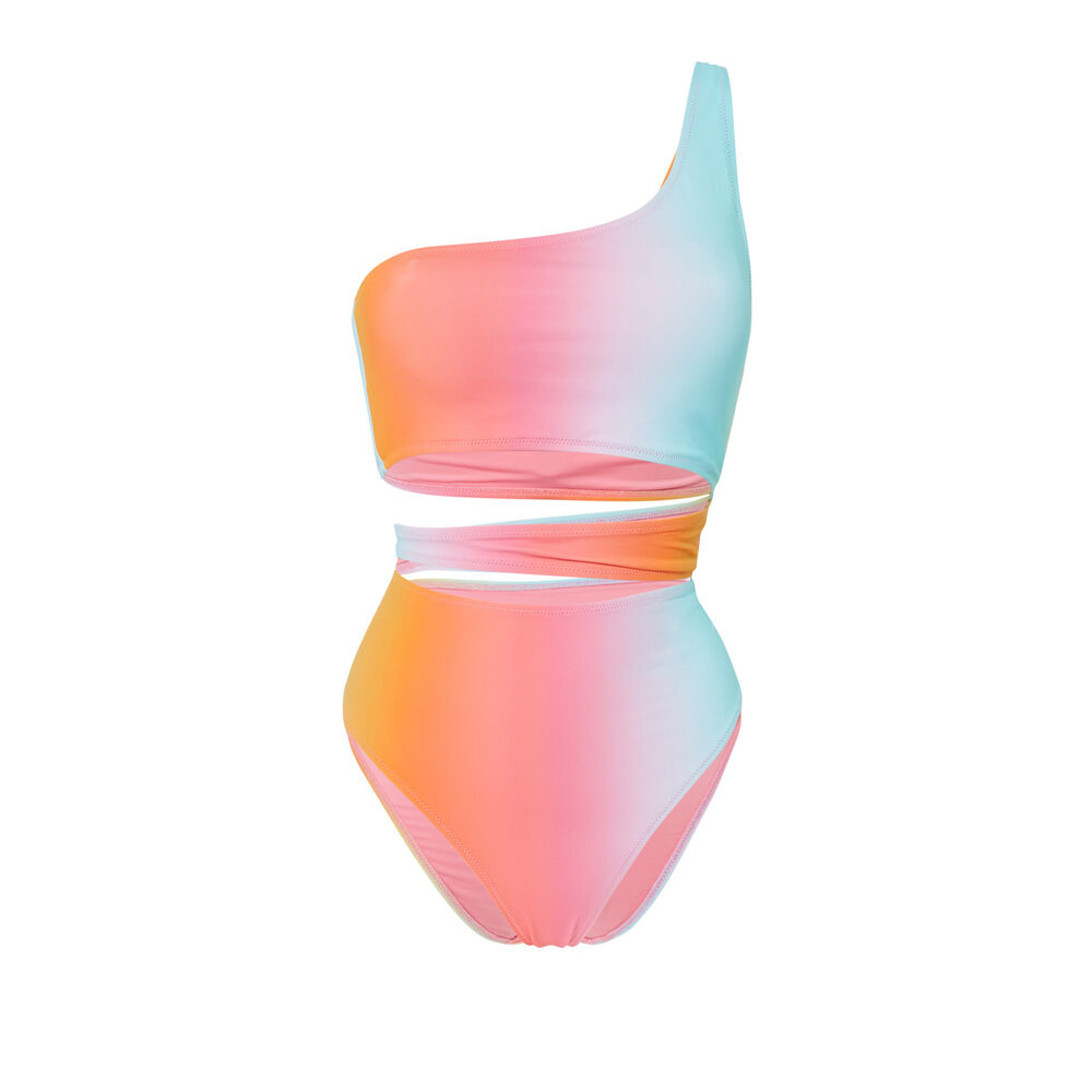 Asymmetrical one-piece colour gradient swimsuit - pink pink.