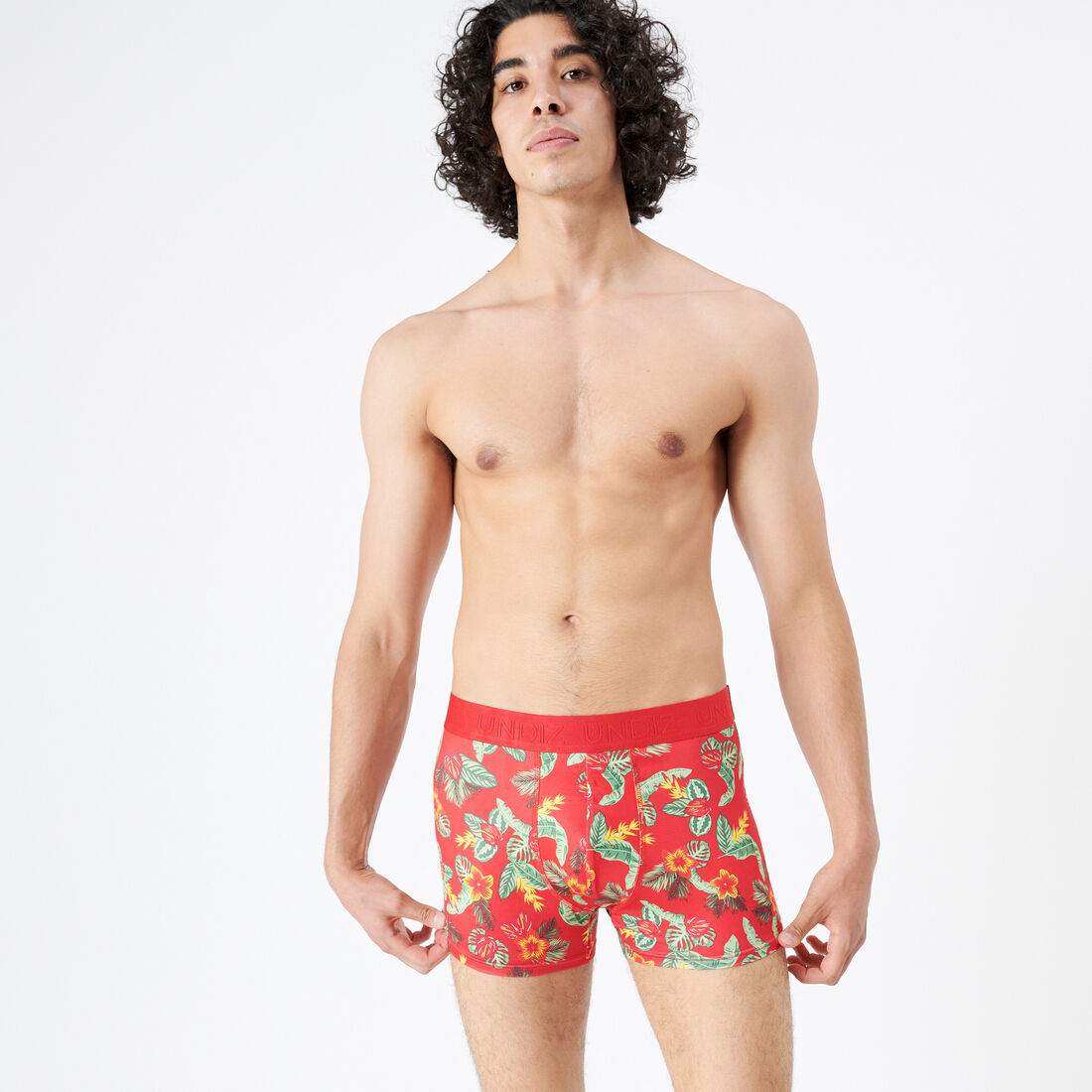 tropical flowers pattern boxers - red;