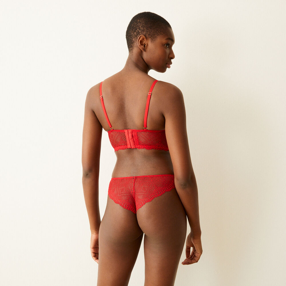 Lace and lacing ultra push-up bra - red red.