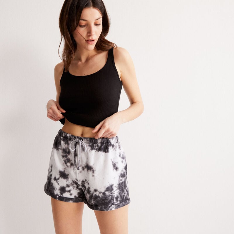 tie-dye-effect shorts with drawstring detail - black tie-dye-effect shorts with drawstring detail - black;
