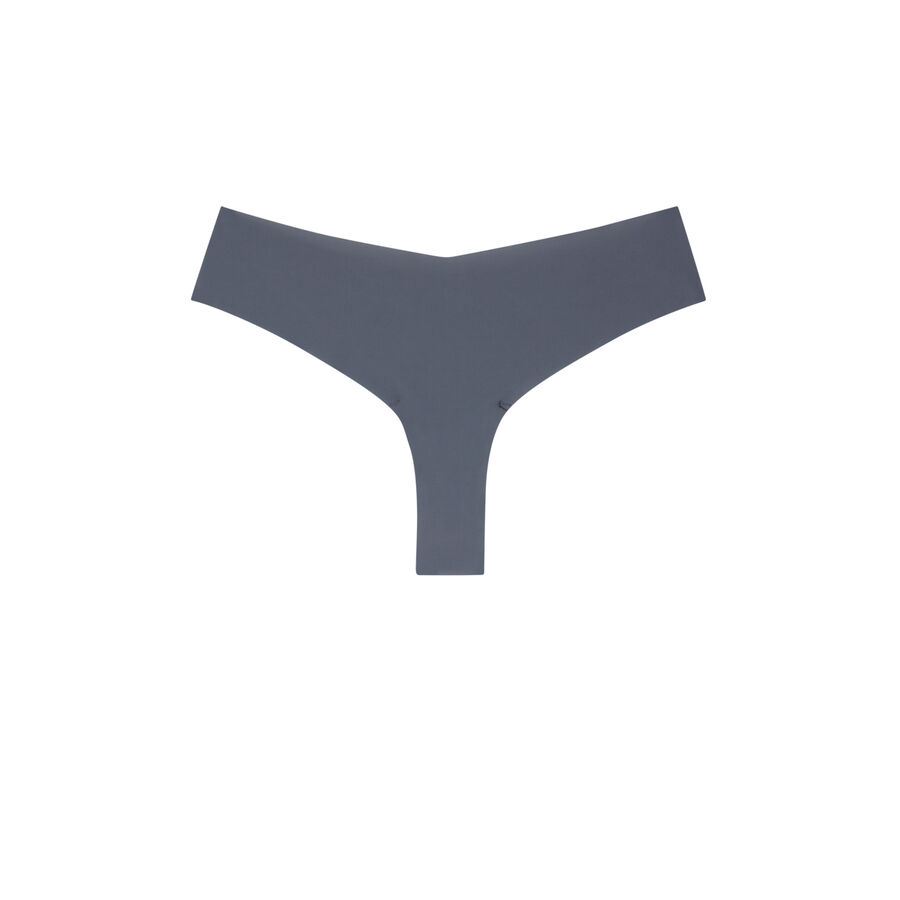 Microfibre and lace tanga briefs - grey;