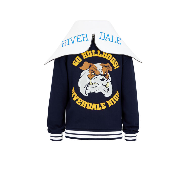 Riverdaliz licensed riverdale hooded bomber jacket navy blue.