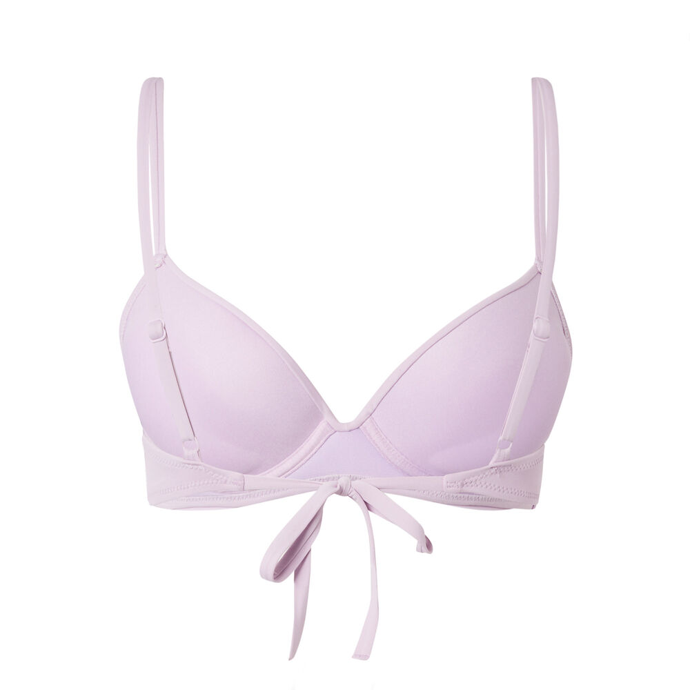 Push-up bikini top with twisted neckline - lilac purple.