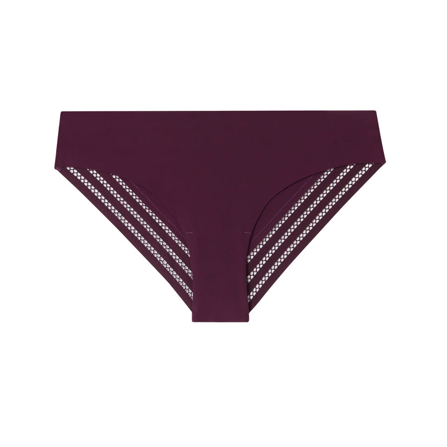 microfibre and graphic lace knickers - plum;