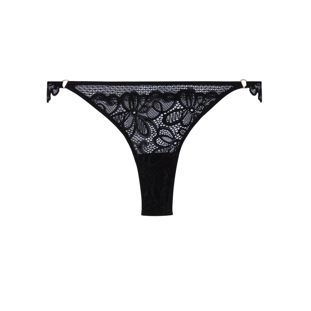 Lace briefs with ring details - black black.