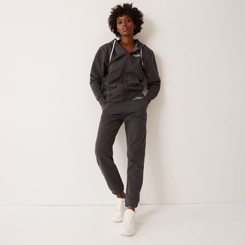 slogan trousers gathered at the waist and ankles - grey slogan trousers gathered at the waist and ankles - grey;