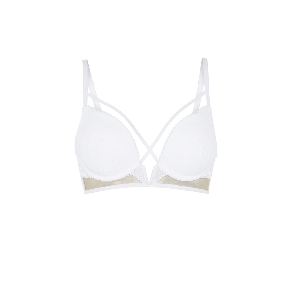 Lace push-up bustier bra - white white.