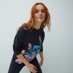 stitch printed T-shirt and bottoms pyjama set;