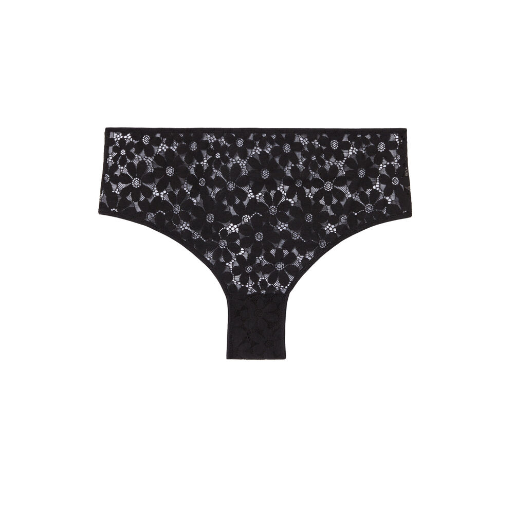 High-waisted lace knickers - black black.