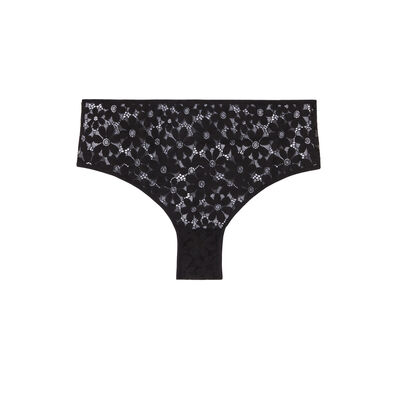 high-waisted lace knickers - black;
