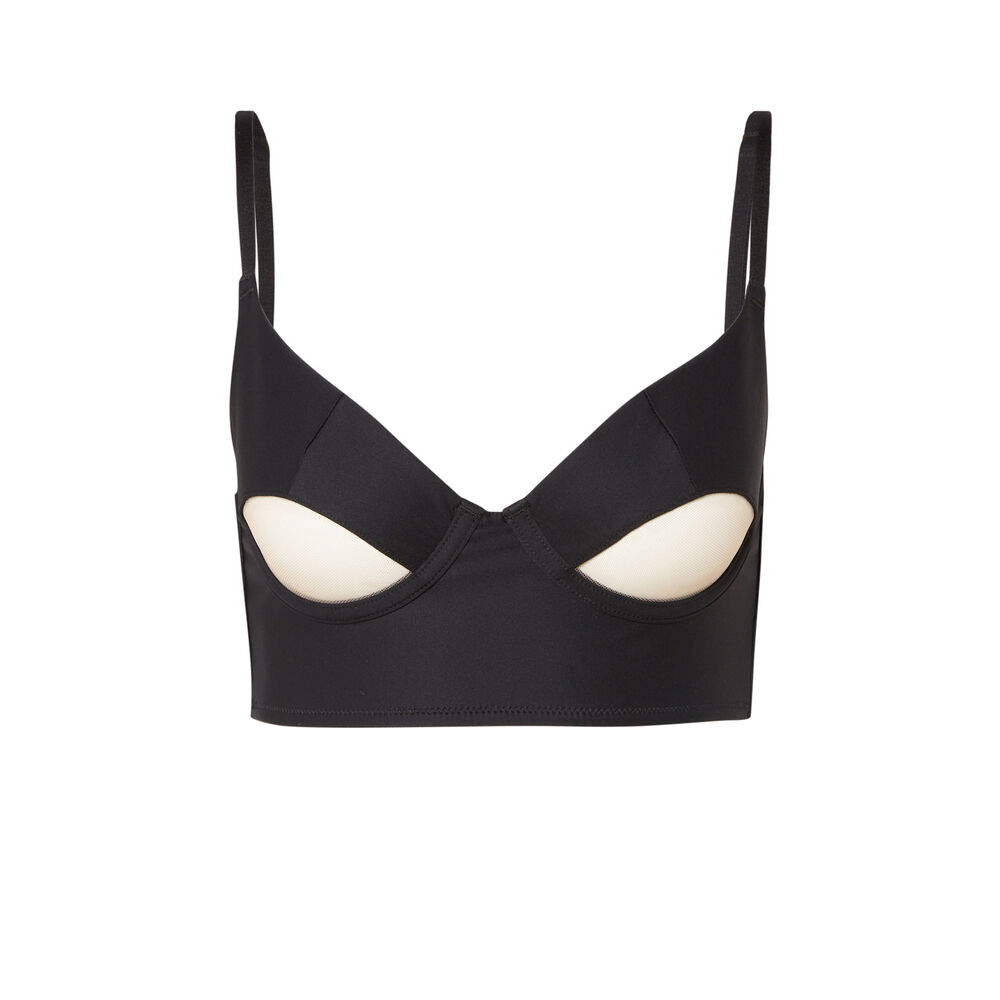 Balconette bustier bra - black black.