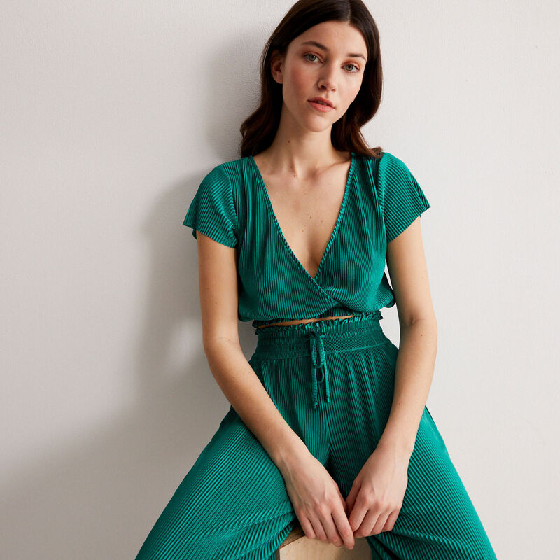 pleated elasticated gathered trousers - green pleated elasticated gathered trousers - green;