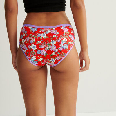 period pants with flower logo - red;