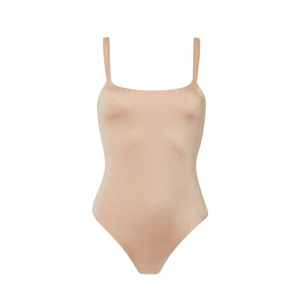 Lace wireless body with spaghetti straps - beige beige.