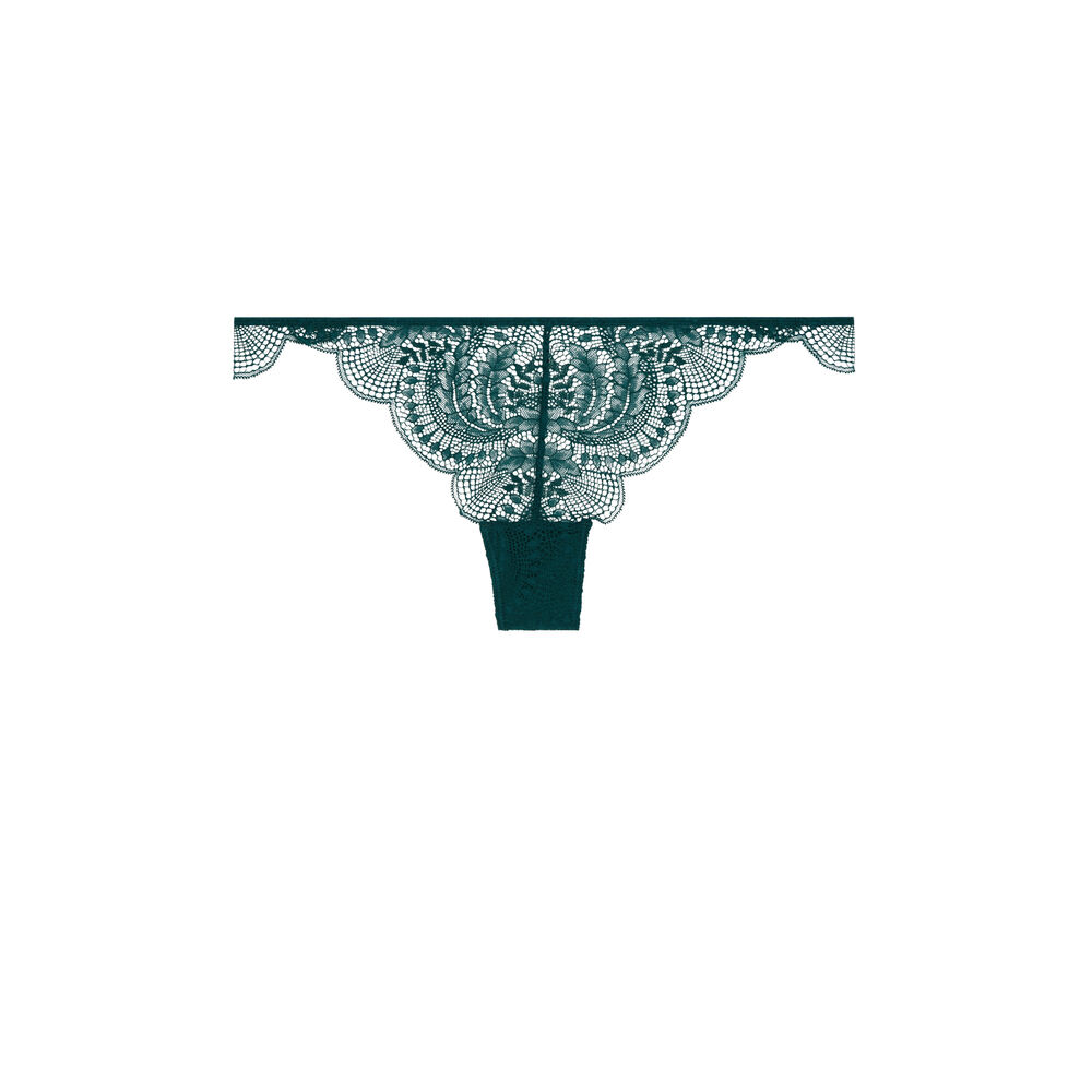 Lace tanga briefs with strapping - green green.