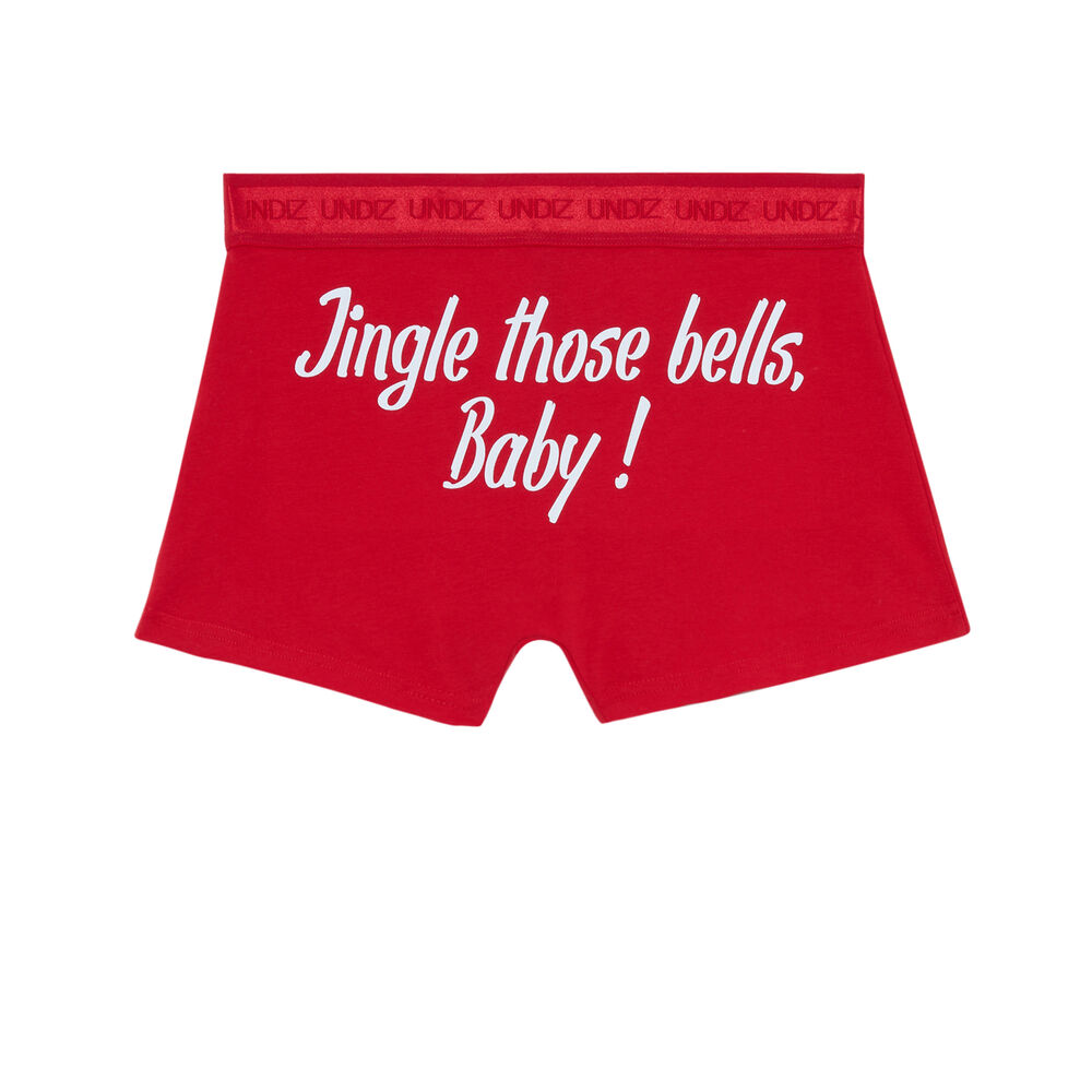 Boxer &agrave; message jingle bells - rouge  rouge.
