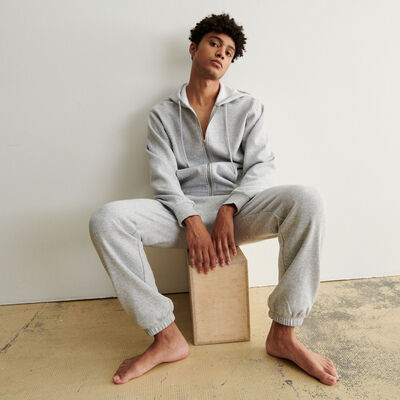 oversized cotton trousers - flecked grey;