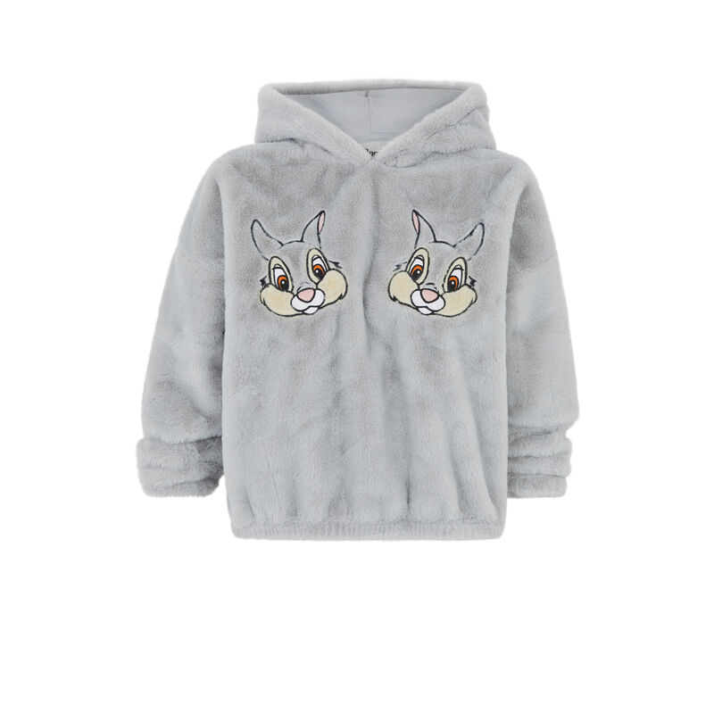 Sweat polaire à capuche print panpan panpaniz gris.