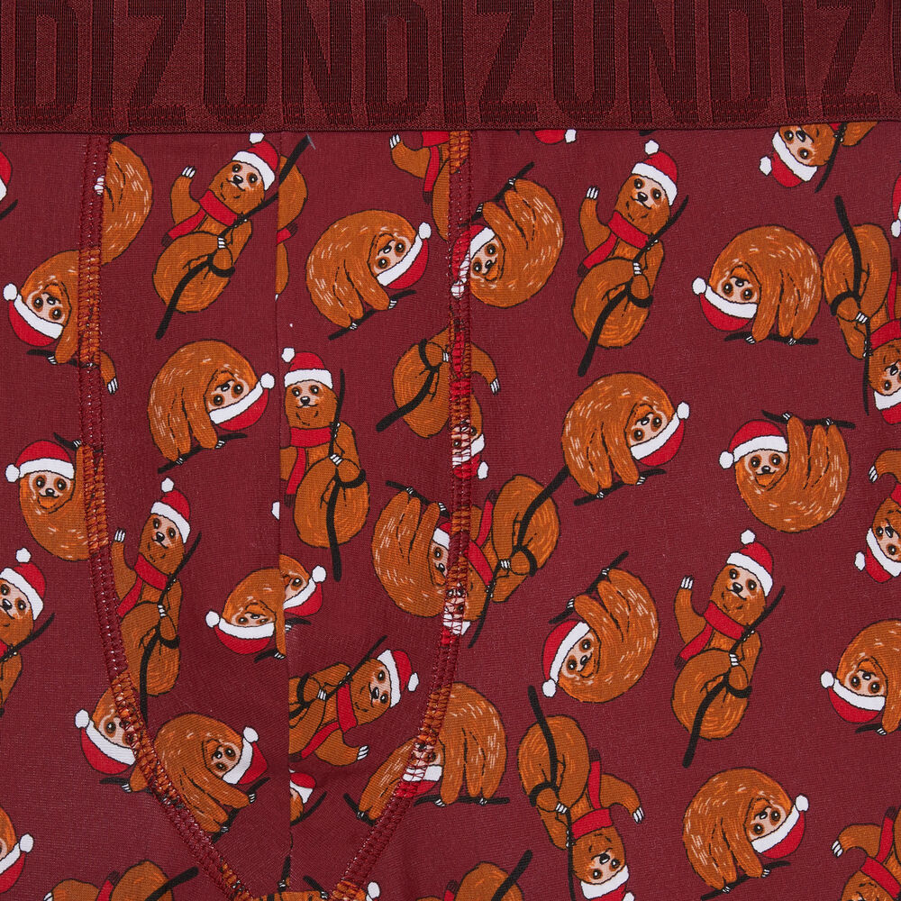 Boxer imprim&eacute; paresseux no&euml;l - rouge  rouge.