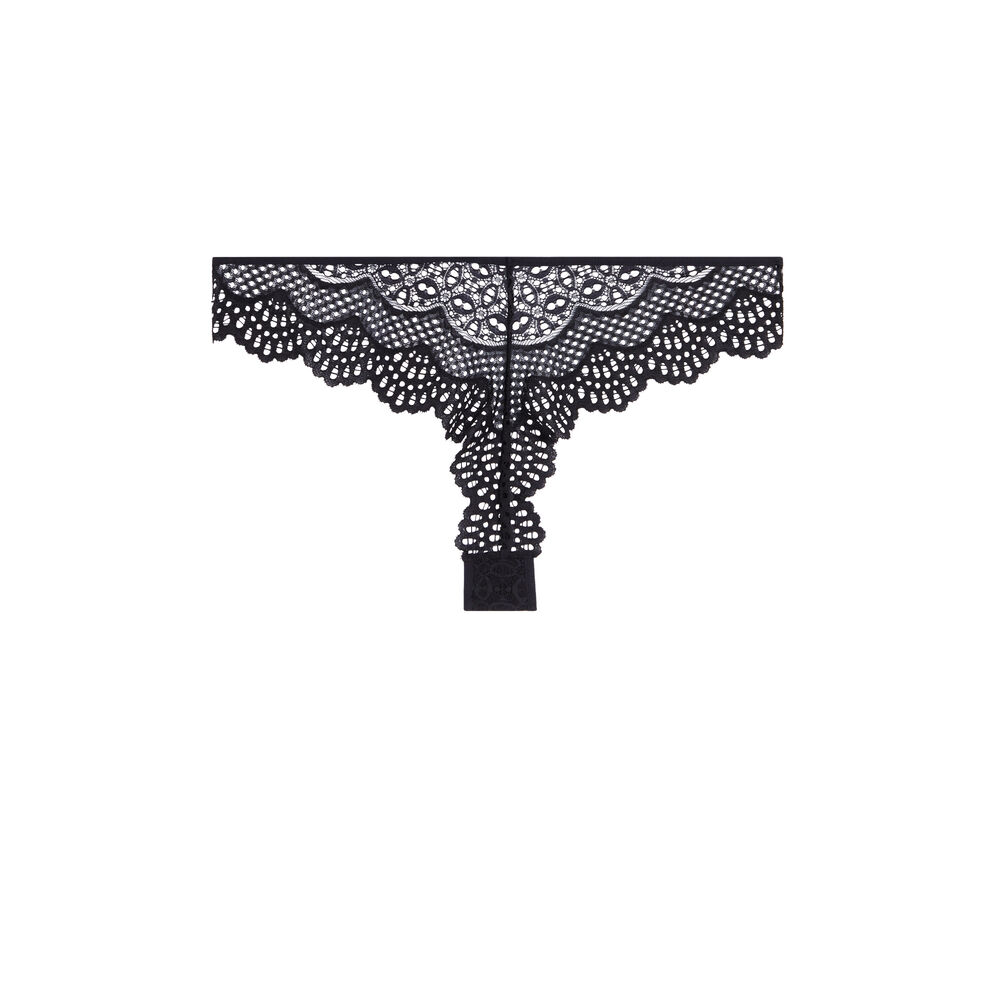 Lace tanga briefs - black black.