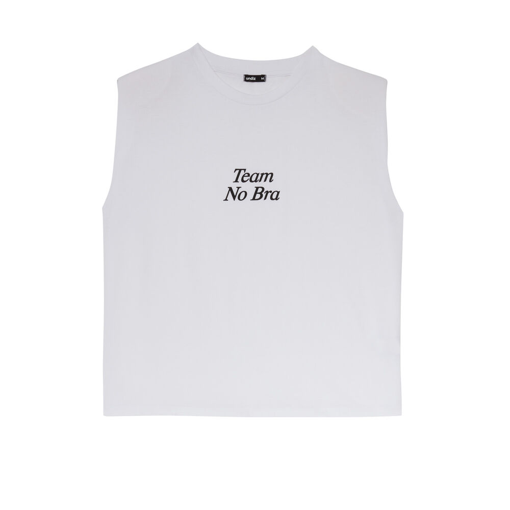 Top with slogan and structured shoulders - white white.