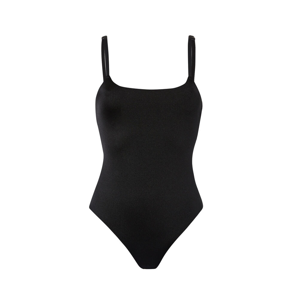 Lace wireless body with spaghetti straps - black black.