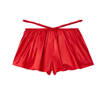 satin shorts with ties on the waist - red;