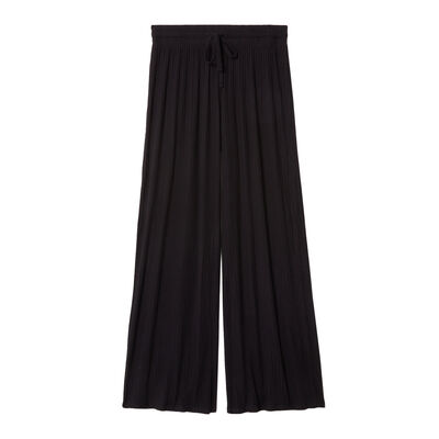 flared knit trousers - black;
