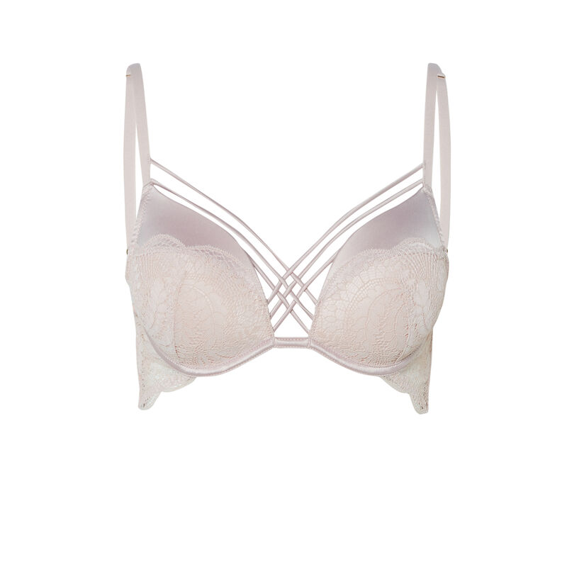 lace push-up bra and satin ties - pink lace push-up bra and satin ties - pink;