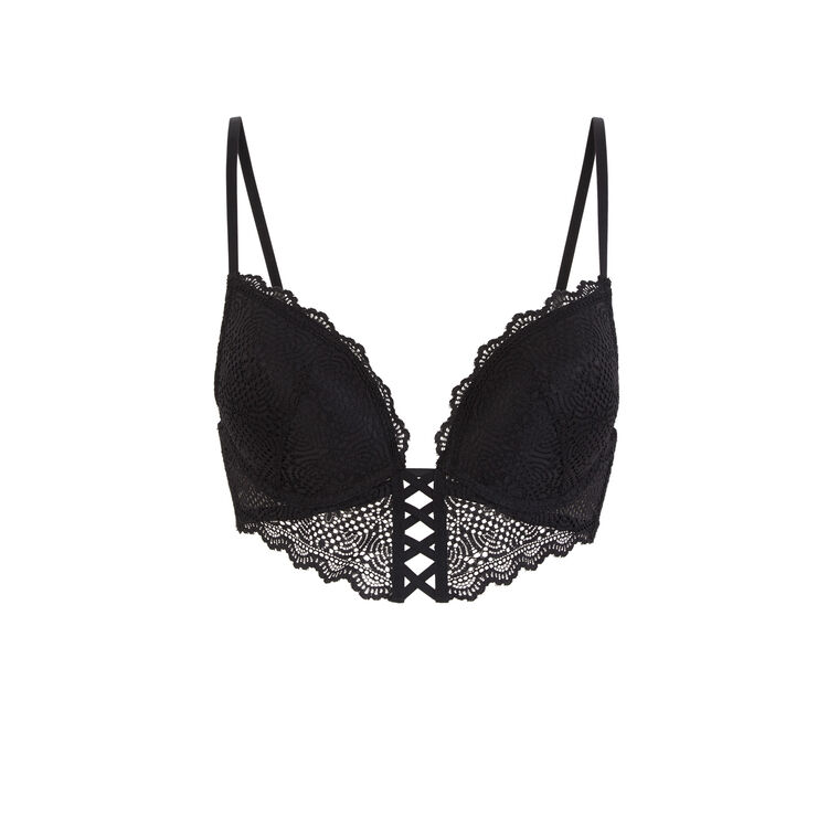 Mahaliz black push-up bustier bra black.