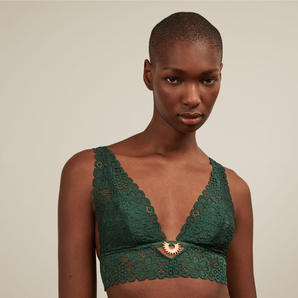 Lace triangle bra - green green.