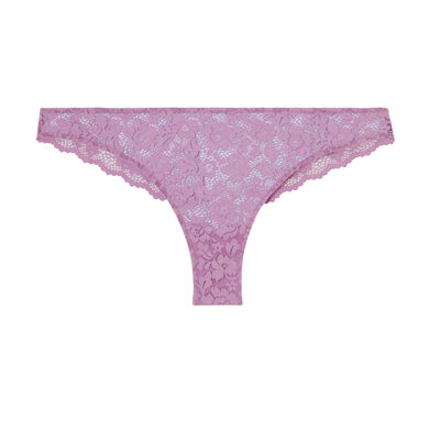 floral lace tanga briefs - lilac;